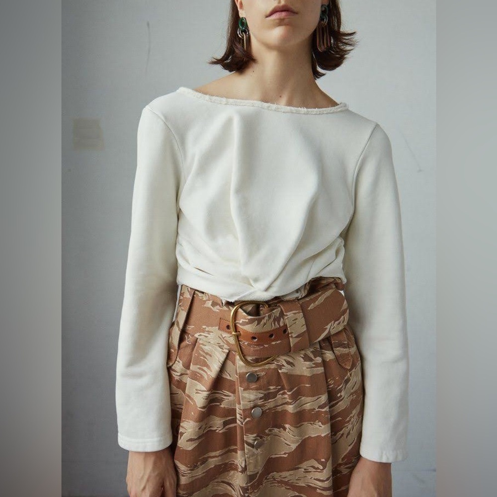 RACHEL COMEY Argent Twist Long Sleeve Sweatshirt in Dirty White